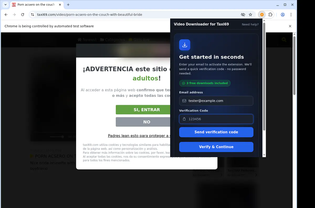 Taxi 69 Video Downloader browser extension screenshot 4